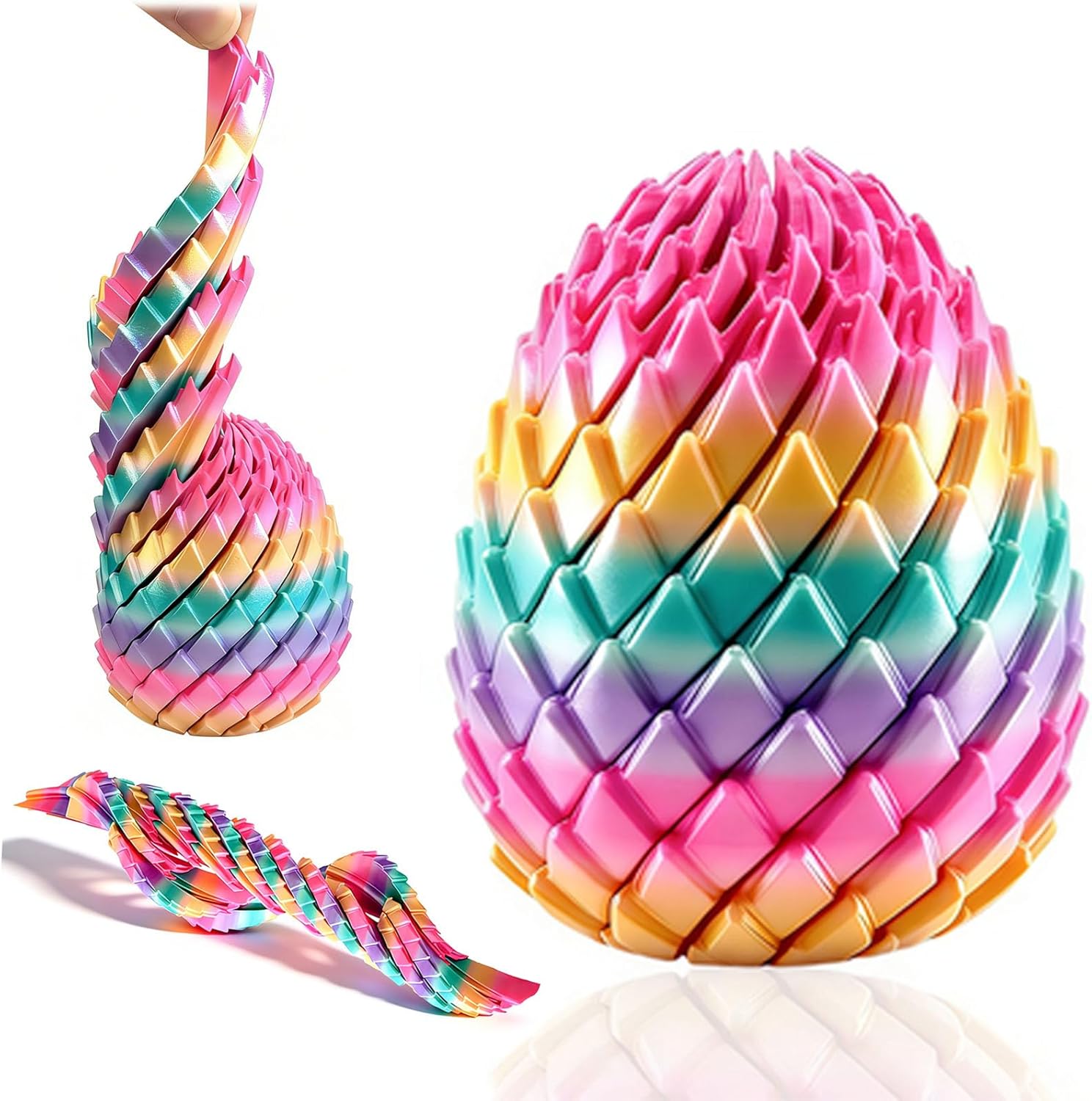 Twisty Fidget Egg, 3D Printed Slippery Egg Fidget, Easter Egg Stuffers for Teens Kids, Easter Basket Stuffers Essentials, 3D Printed Spiral Fidget Toy, Easter Egg Fillers,Easter Egg Hunt Supplies