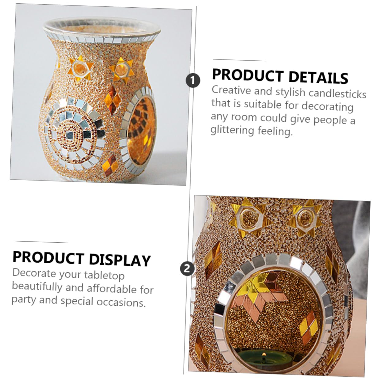Cabilock 1 Pc Brûleur d'aromathérapie en Verre réchauffeur d'huiles essentielles Centre de Table photophore Chandeliers bougeoirs Ornement décorations de Mariage brûleur à Huile Essentielle