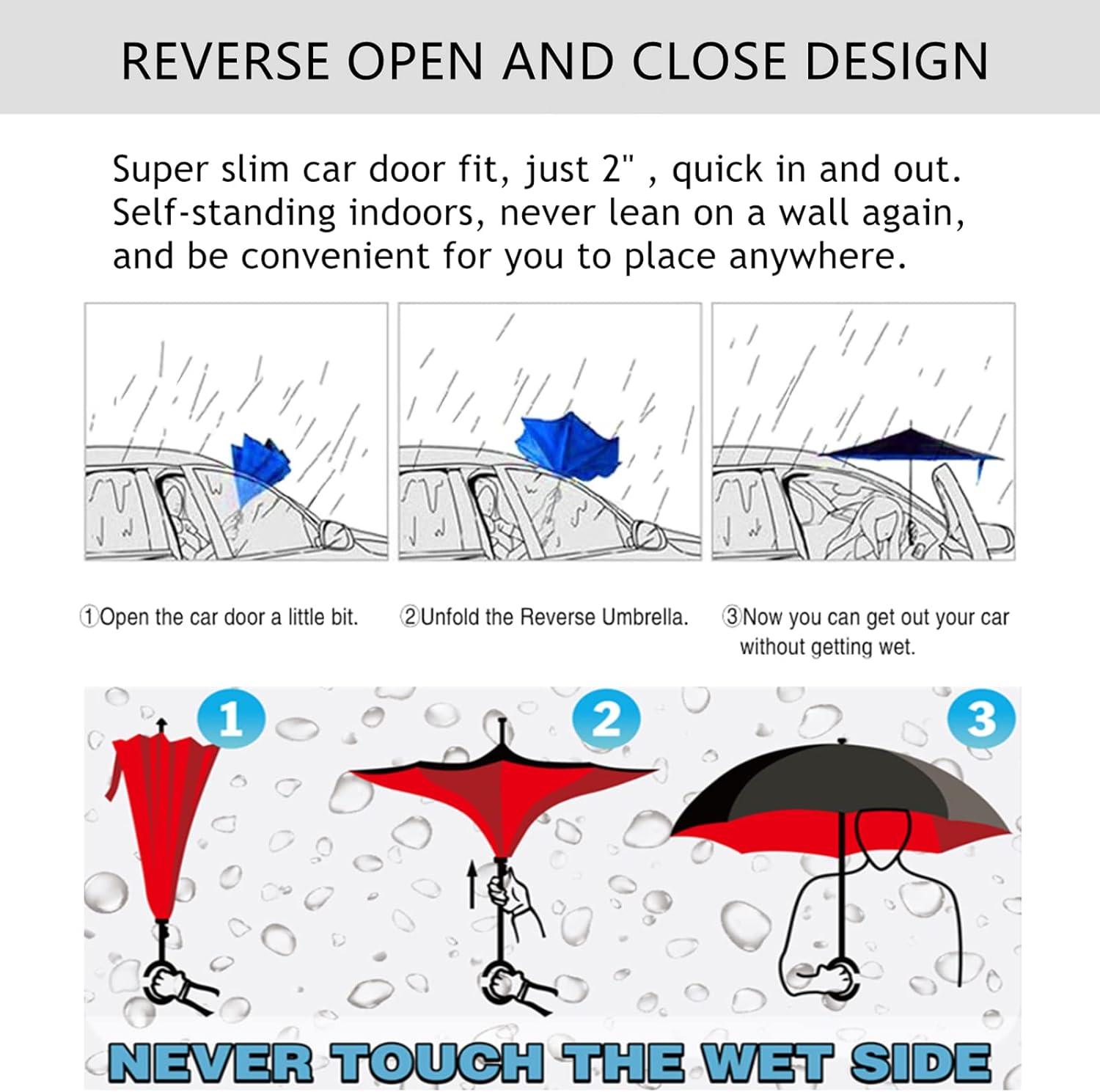 Custom Printed Reverse Umbrella with Designs Photos and Logo Customizable Personalized Inverted Umbrellas for Men and Women or As Gifts