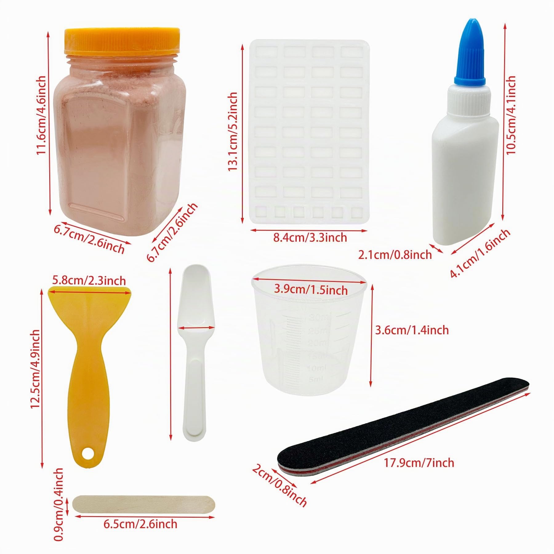 Woohome Kit De Fabrication Mini Briques – 19 Pièces, Moules Silicone, Poudre Rouge – DIY Diorama Et Maison De Poupée