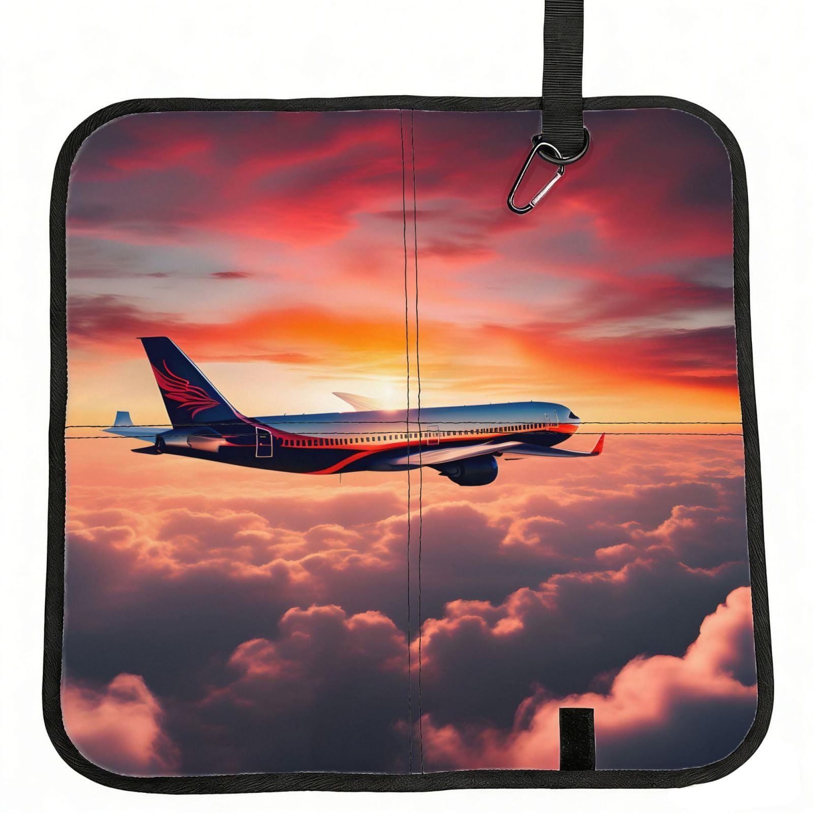 YGLHBDPBF Airplane Sunsets Sky Print Camping seat cushion,Foldable Sitting Pads,Save Backpack Space for Hiking