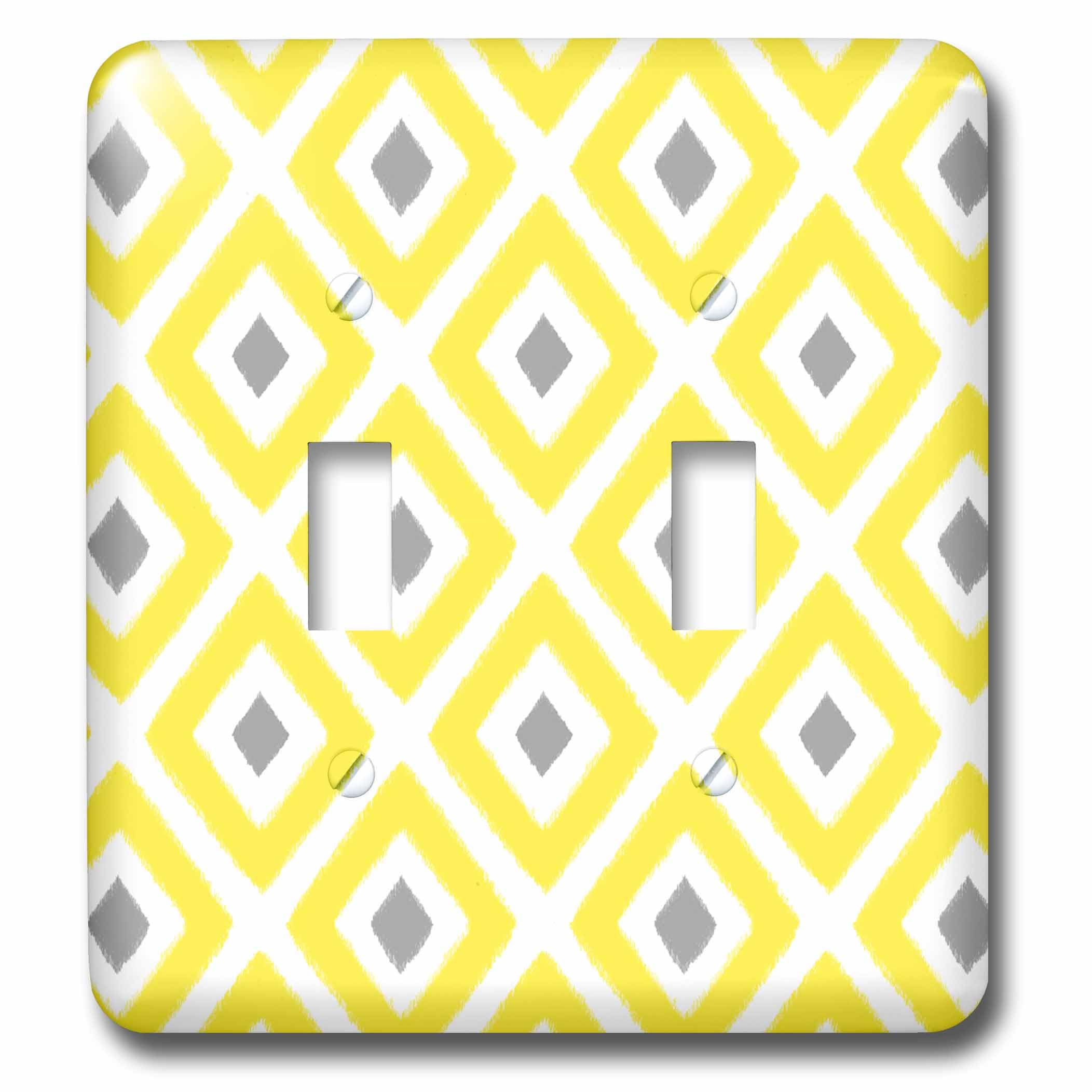 Interrupteur à bascule motif diamant Ikat jaune et gris 3dRose lsp_203398_2