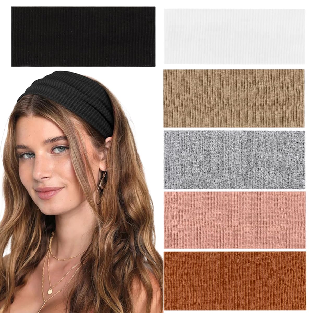 maycreate Hair Bands for Women 6-Color Stretchy Knit Headband Hairband for Woman Wide Non Slip Ladies Head Bands for Daily Yoga Workout Running Gym-picture-30