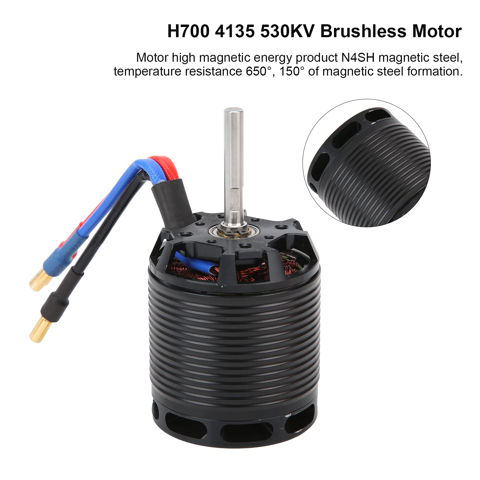 Cryfokt Silnik Helikoptera RC H700 4135 530KV Lekki Silnik o Dużej Sile Napędowej, do Helikoptera Zdalnie Sterowanego, Kolor Czarny