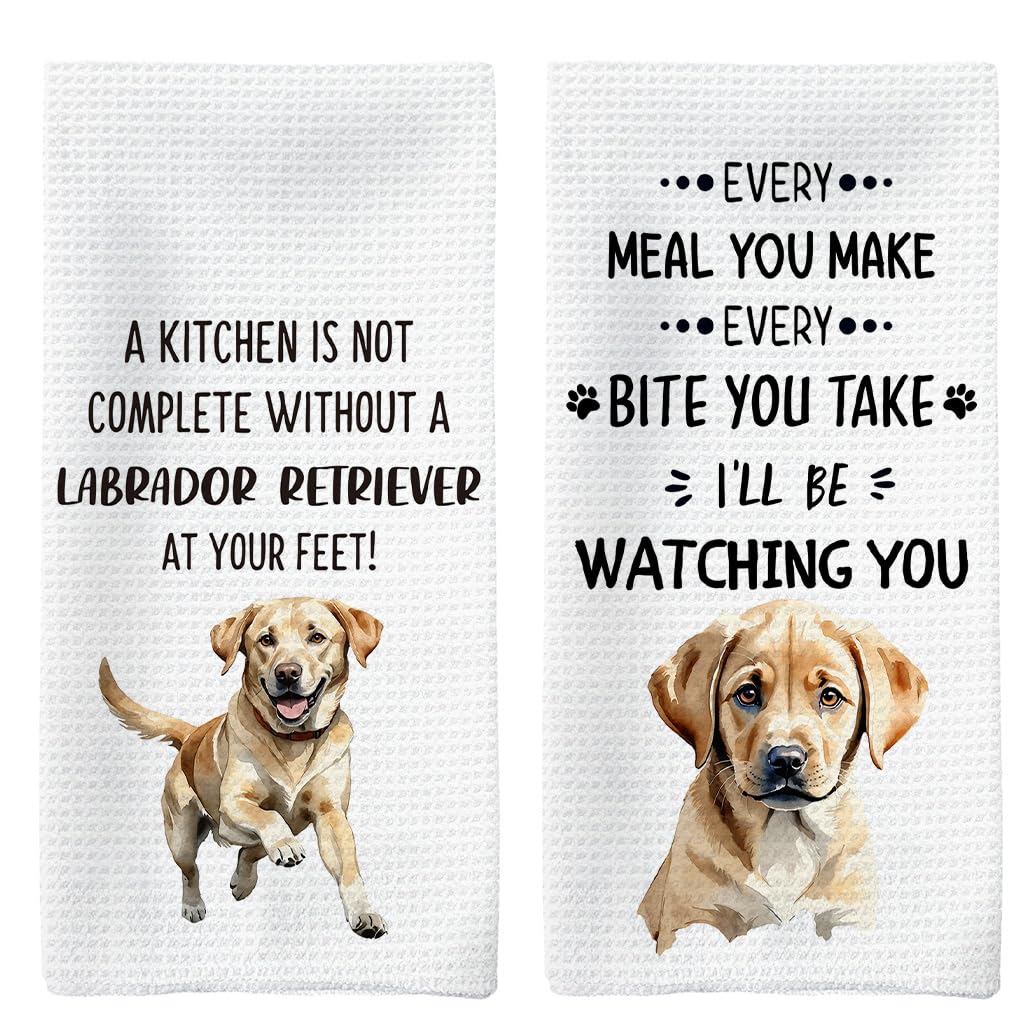 Tzhim Labrador Retriever Gifts Kitchen Towels Set of 2, Labrador Gifts, Labrador Retriever Decor Hand Towels, LabradorRetriever Dog Dishcloths Tea Dish Towels, Dog Kitchen Bathroom Decor, 16x24 Inch