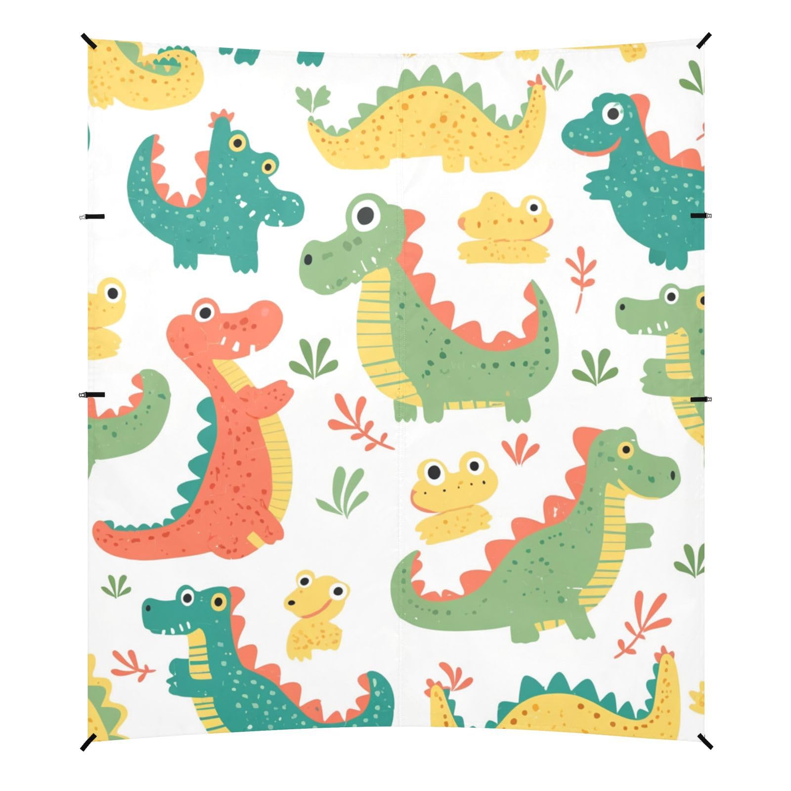 Cute Cartoon Crocodile Alligator Foldable Beach Tent UPF50+ Protection Waterproof Sun Shelter with Sandbags and Shovel for Backyard, Grassland, Park