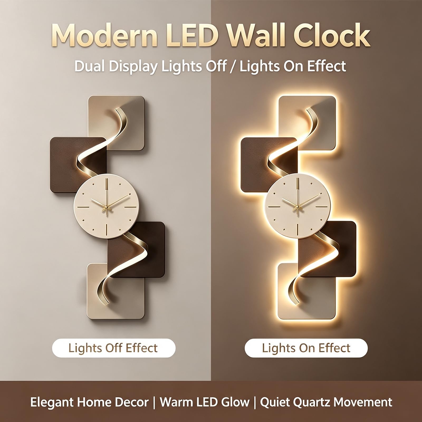Orologio da parete geometrico astratto 3D moderno per soggiorno | Grande orologio da parete decorativo con movimento silenzioso, design elegante, ideale per camera, studio e hotel