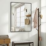 HARRITPURE 40"x30" Rectangle Bathroom Mirror, Aluminium Alloy Frame Wall-Mounted Vanity Mirror, Decorative Wall Mirror for Over Sink Entryway Bedroom Living Room Home Decor, Black