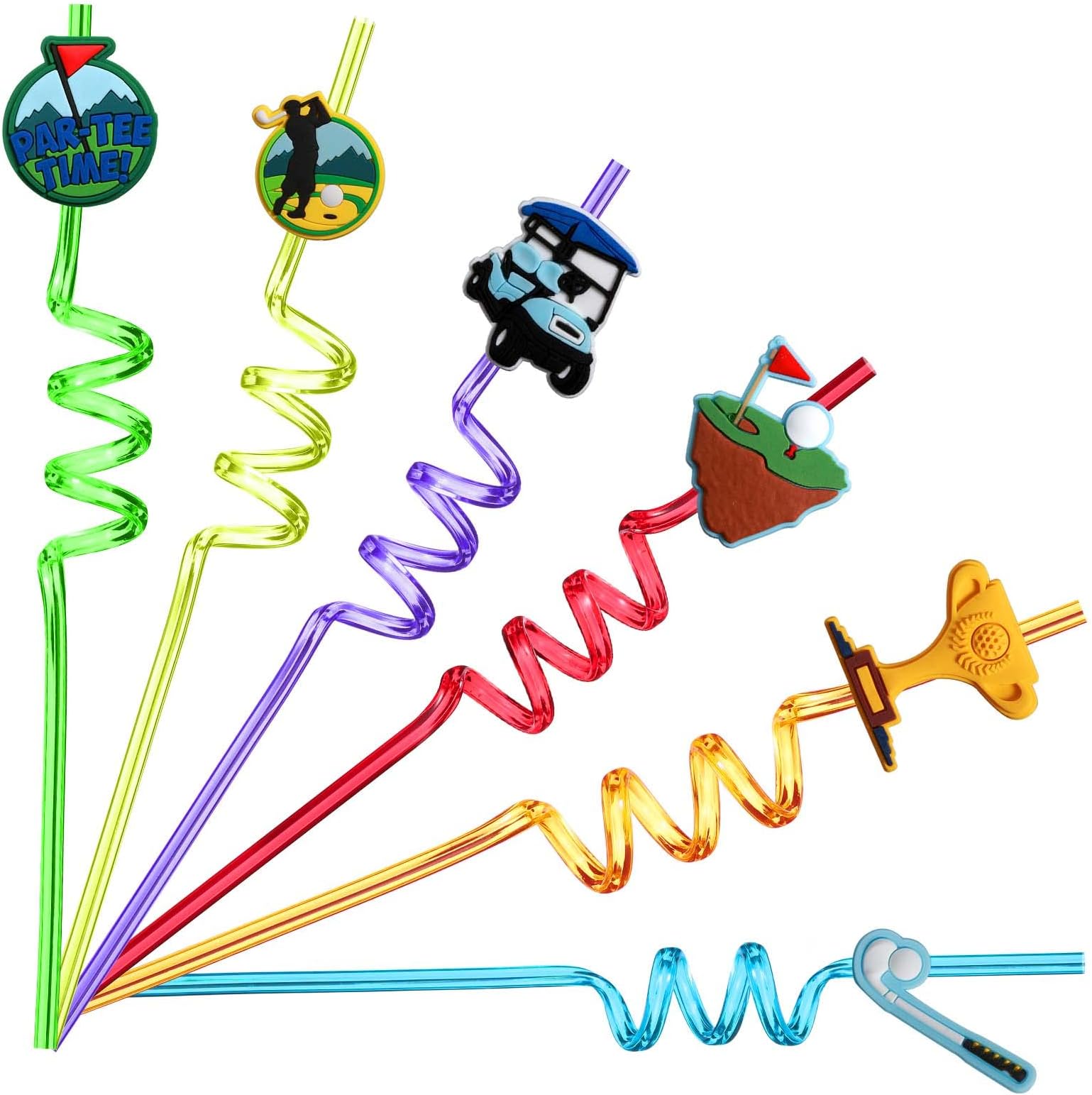 24 Golf Theme Reusable Drinking Straws for Golf Sport Party