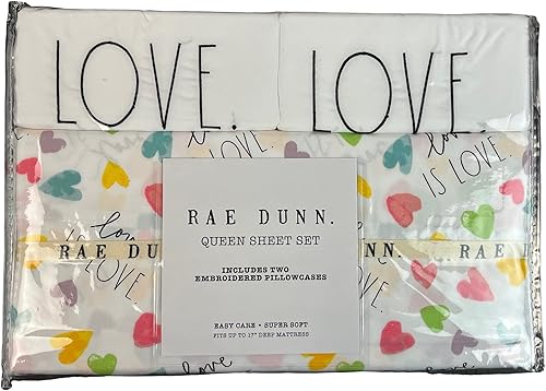 Miniatura 1 de Rae Dunn Love Rainbow Hearts Love is Love - Juego de sábanas de 4 piezas tamaño Queen
