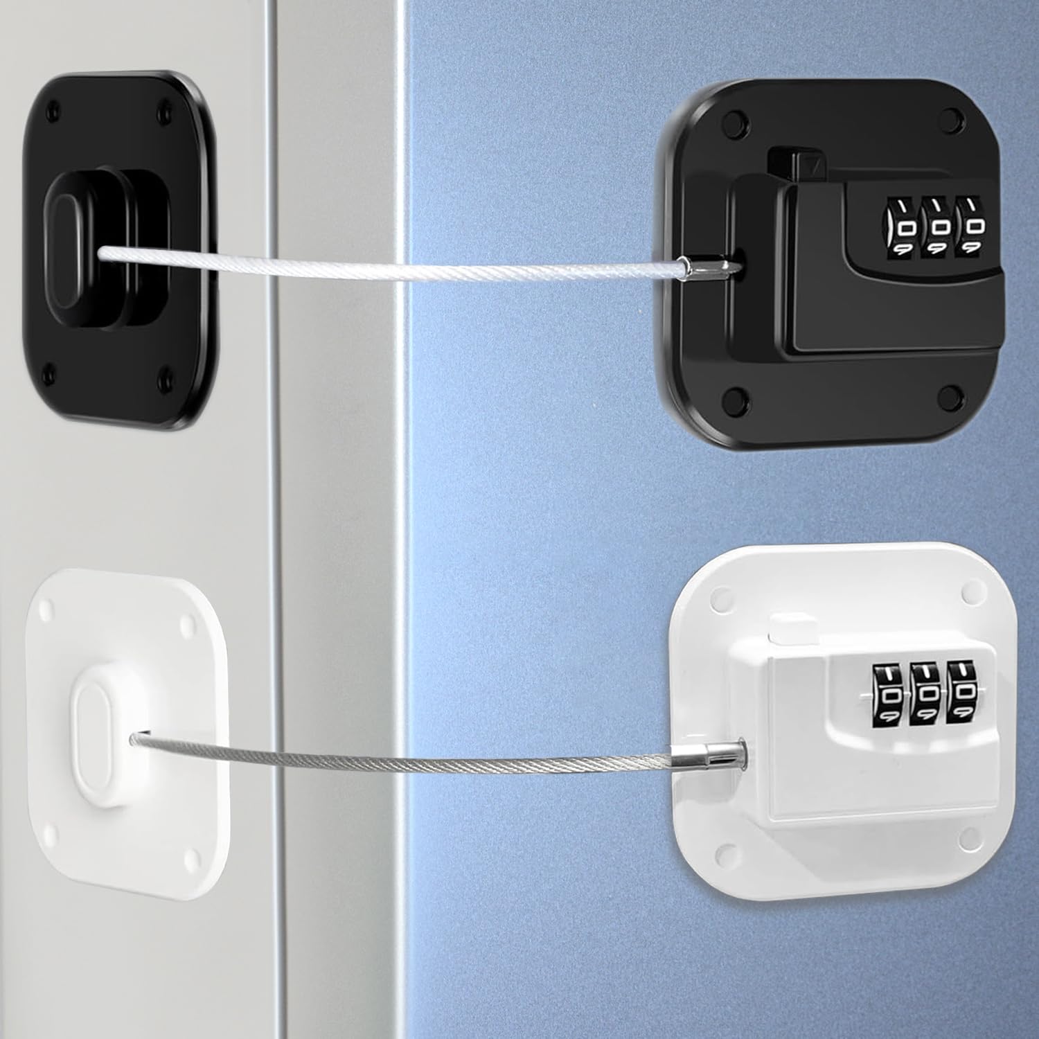 Fridge Lock Refrigerator Freezer Childproof Locks for Cabinets and Drawers Easy Install No Keys Needed Combo Lock Multifunctional Child Safety Cabinet Locks (1, Black and White)