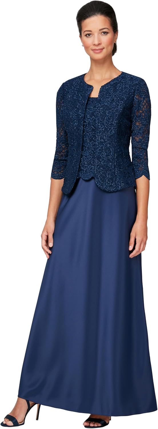 Alex Evenings Womens Two Piece Mother of The Bride Dress with Lace Jacket