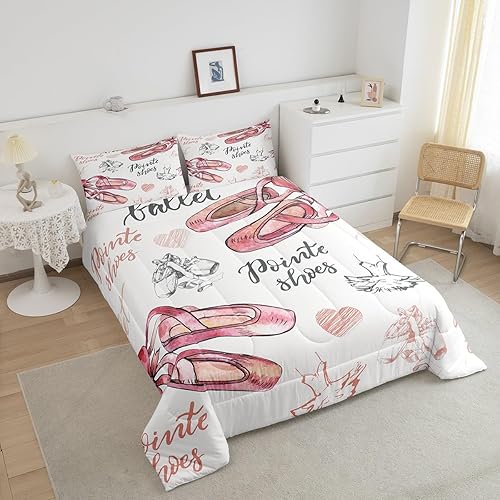 Miniatura 3 de Juego de edredón de ballet para niñas, tamaño individual, falda de princesa bailarina, colección de ropa de cama suave, edredón de bailarina