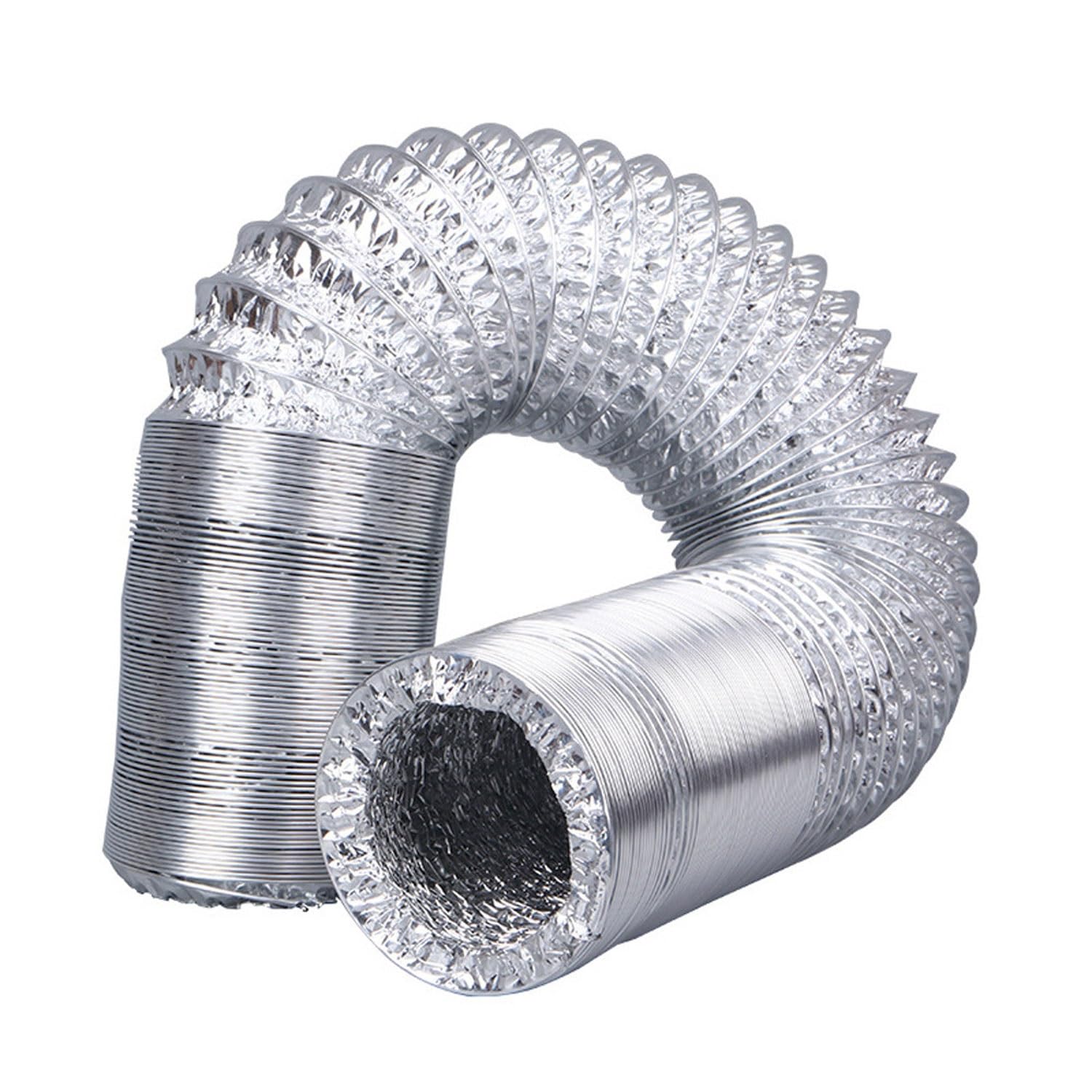 Elastyczne przewody z folii aluminiowej, Elastyczne kanały aluminiowe w różnych rozmiarach, długości 2 m, 3 m, 4 m, 5 m, z 2 zaciskami(3m,300mm)