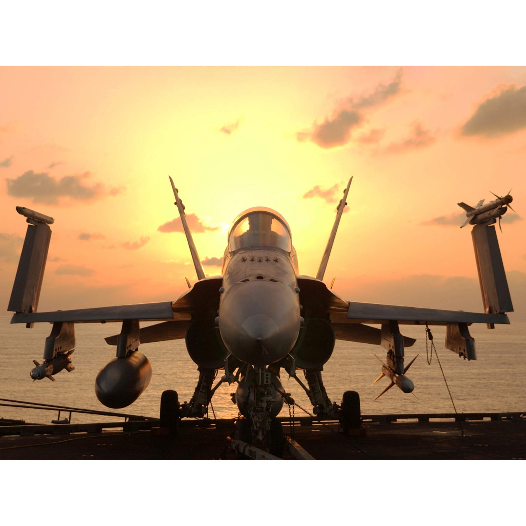 Military USA USAF FA-18 Fighter Jet Weapons Ready Photo Premium Wall Art Canvas Print 18X24 Inch