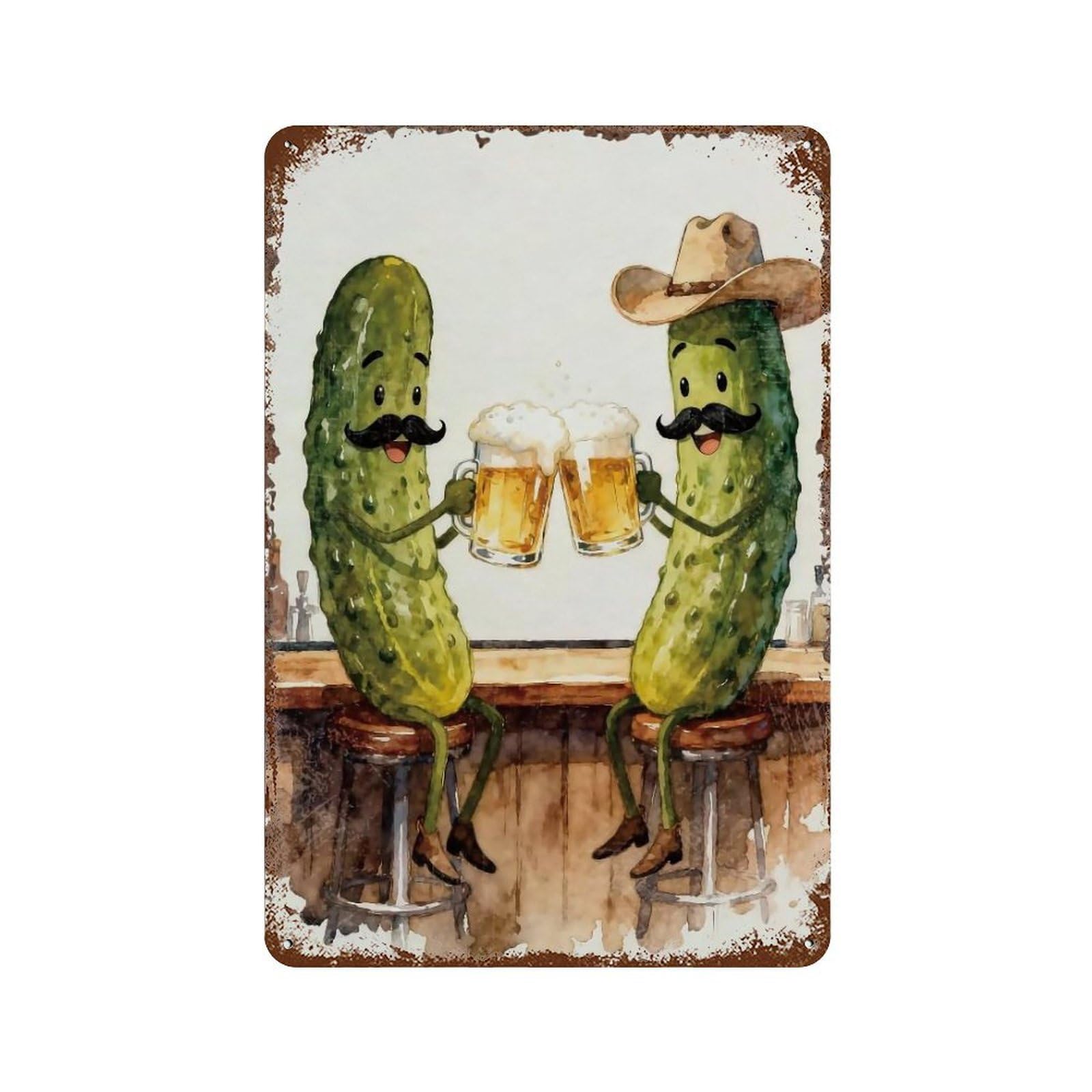 YHGERTKU Funny Drinking Beer Wall Art Retro Iron Vintage Metal Tin Sign Poster Modern Decor for Living Rooms Gift 30x20cm