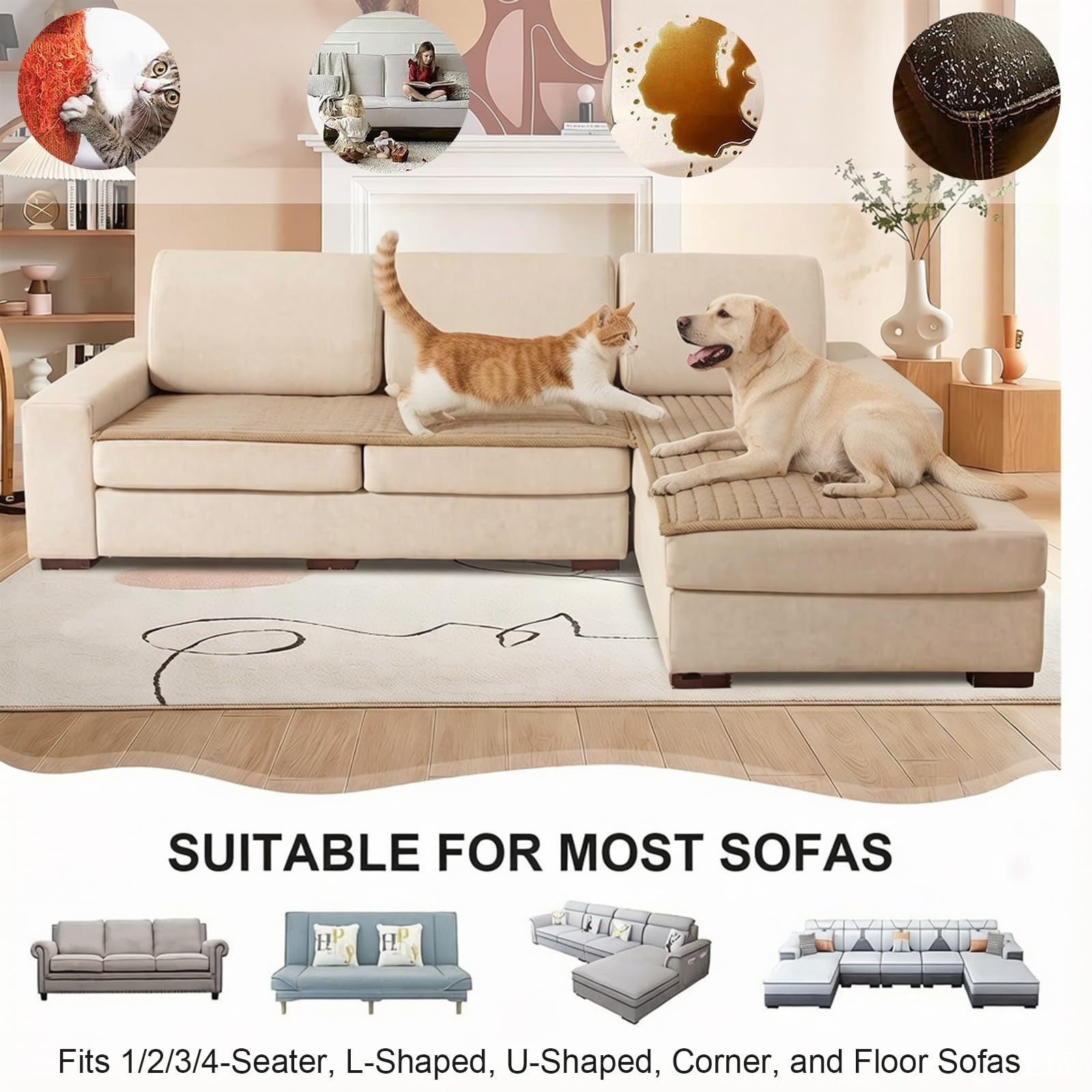 Sofa Überzug Waschbar Rutschfest 2 3 4 Sitzer Dicker Sofabezug Couchbezug