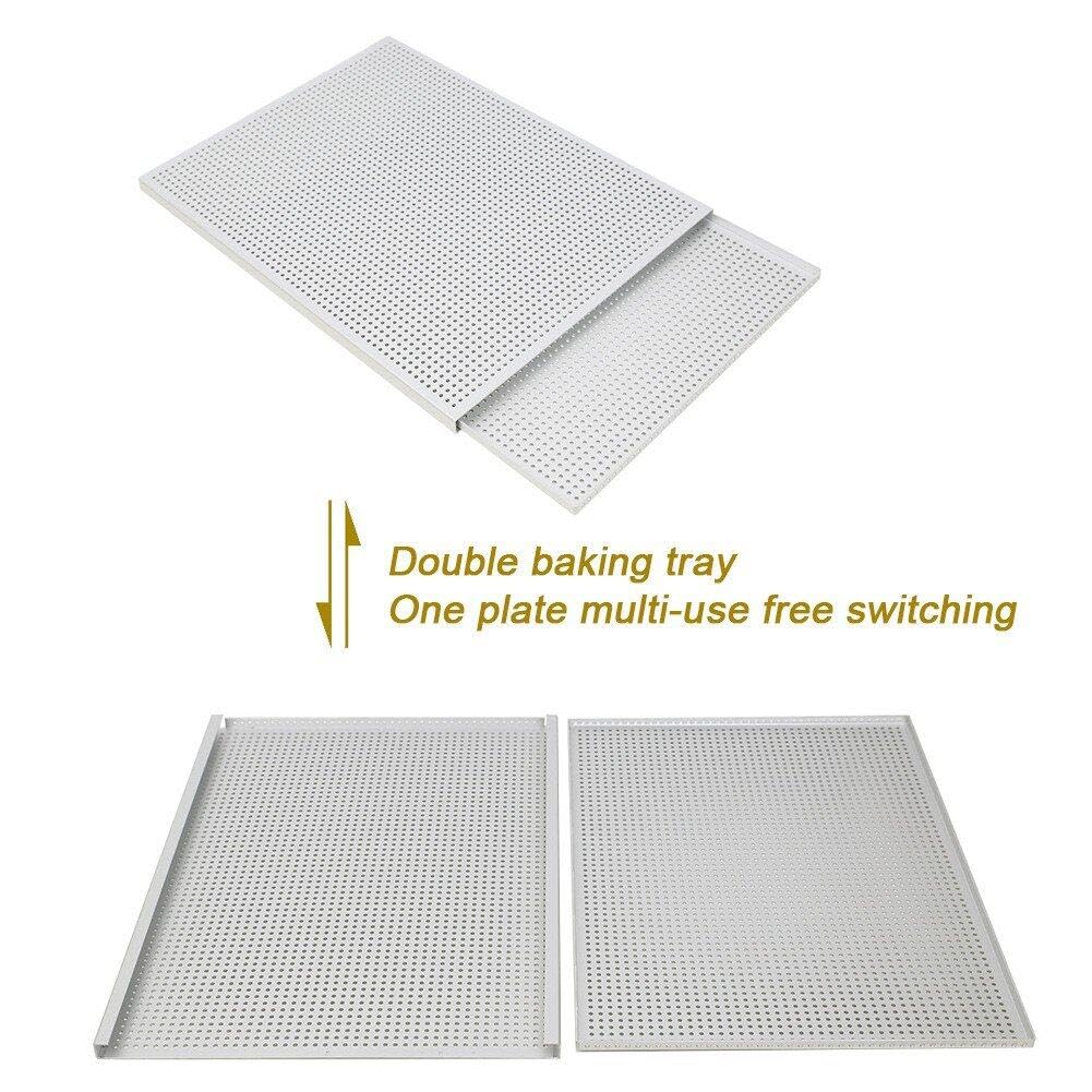 Plaque de cuisson antiadhésive double couche 30 x 40 cm perforée pour une meilleure circulation de l'air, idéale pour la cuisson de croissants, biscuits et pâtisseries