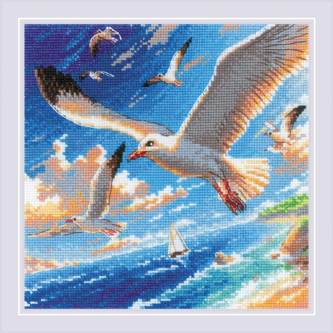 Riolis Multicolored - Sea Breeze 2232, Cross Stitch Kits 7¾" X 7¾", Cross Stitch Kits For Beginners & Advanced, Crossstitching Kits Adult, Counted Stitching Kits, Embroidery Kit