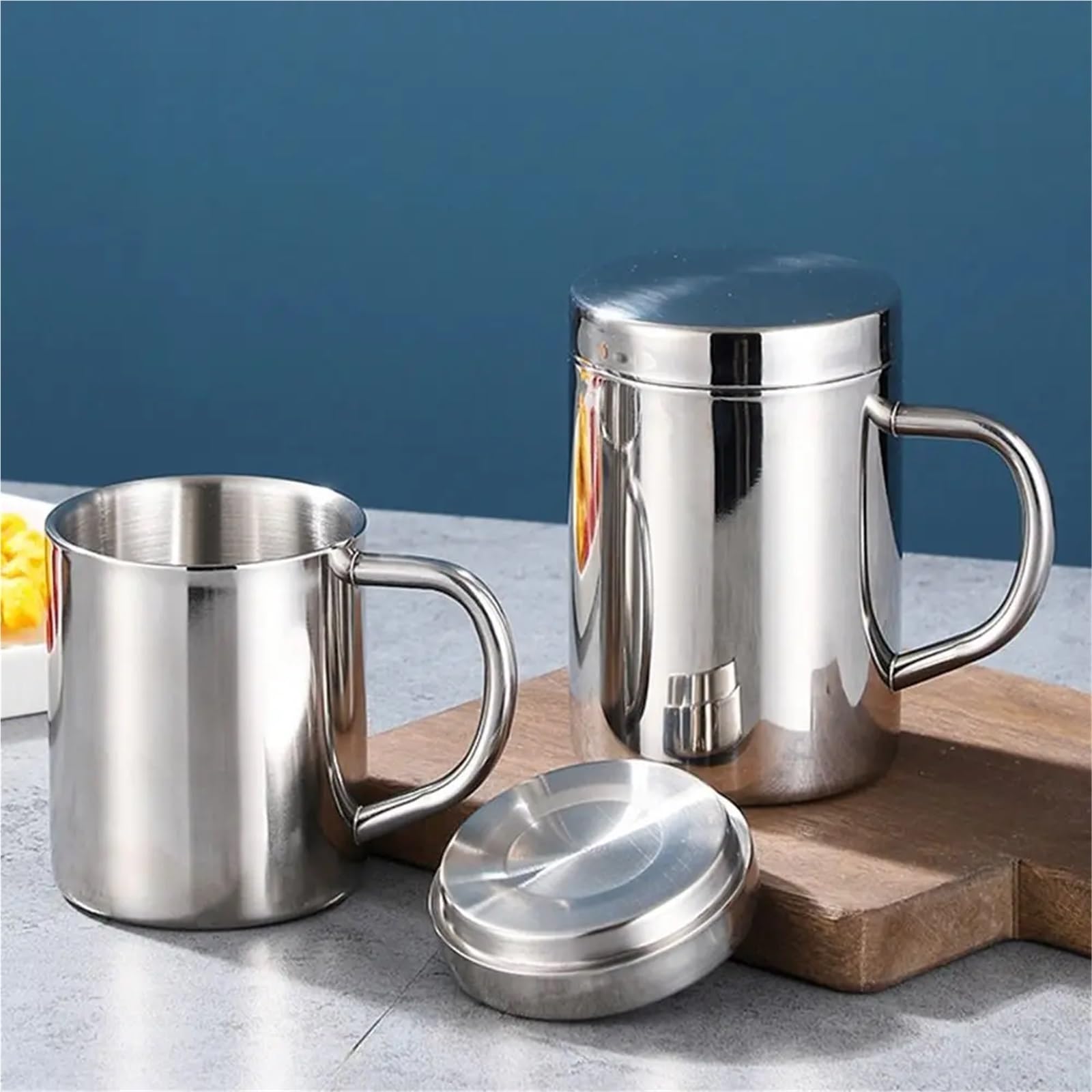 1 Uds 200/300/400ML taza de café acero inoxidable antiescaldado doble capa bebida portátil cerveza té jugo vaso térmico Para café y bebidas(Without lid 400ml)