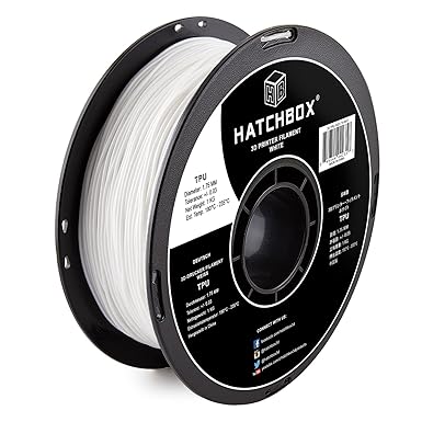 review HATCHBOX TPU 3D Printer Filament, Dimensional Accuracy +/- 0.03 mm, 1 kg Spool, 1.75 mm, Shore 95A, White