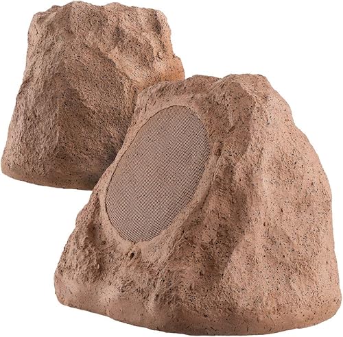 Miniatura 2 de OSD Audio RS670 parlante con forma de roca para exteriores de alta definición, par RS670 Marrón