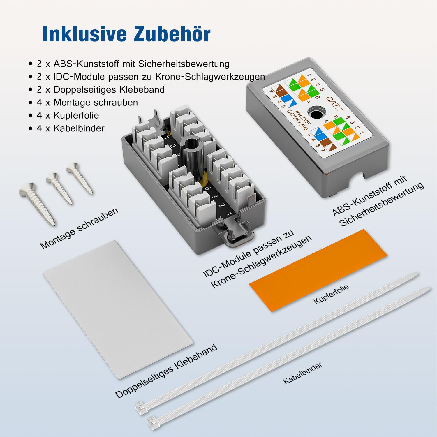 VCE LSA Connection Module Cat 7 And Cat 6A Cable Connector POE Shielded Connection Box For Network Cable Installation Cable With Wire Cutter Pack Of 3