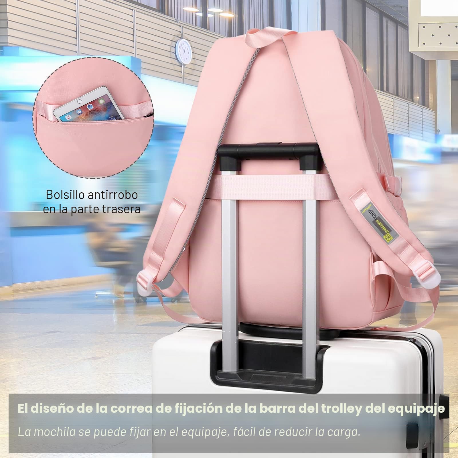 Amythe Mochila Escolar Niña Adolescente, Mochilas Infantil Informal Gran Capacidad, Bonita Mochila de Viaje Impermeable para Niñas de 10 12 14 16 años,Adapta para Ponerla en Carro, L