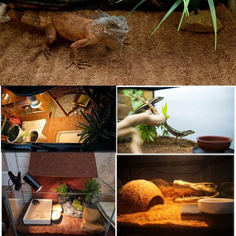 Hamiledyi Alfombra para reptiles de 157 pulgadas de largo x 16 pulgadas de ancho, fibra de coco natural, alfombra de tortuga para terrario de mascotas, suministros de reptiles para lagarto, serpiente,