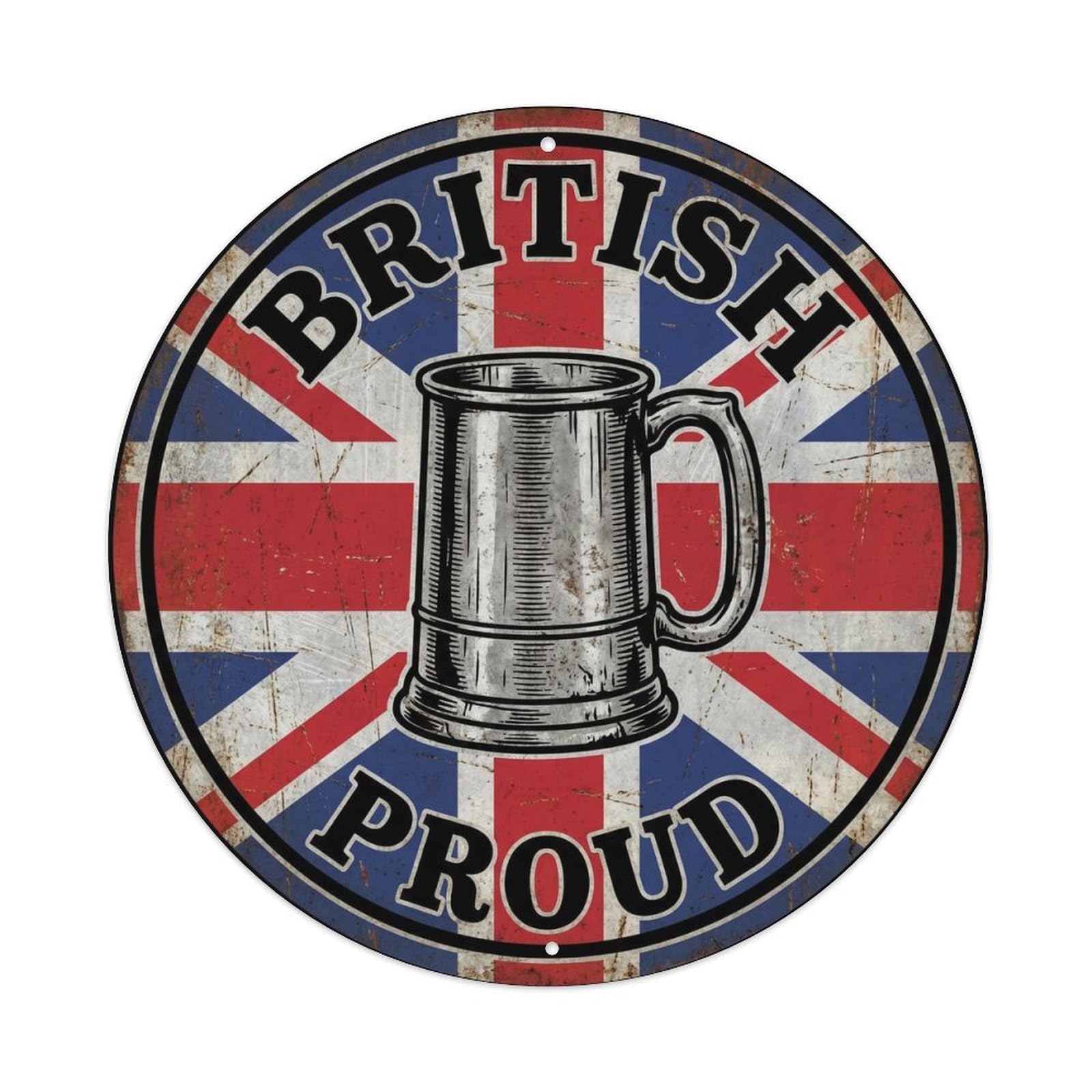Olhnbad Style British Proud Tankard Drink Heritage Emblem Metal Tin Sign