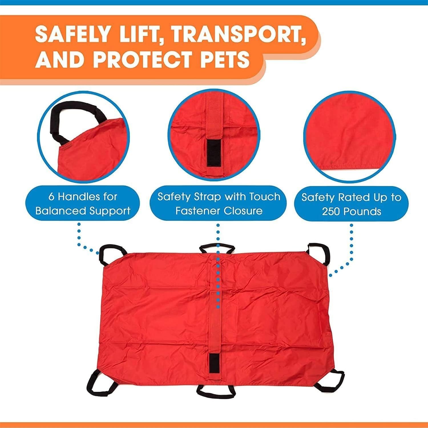 Rote Transporttrage for Hunde, Notfall-Tiergeschirr mit Sicherheitsgeschirr, langlebige, Faltbare Haustier-Nottrage for ältere Hunde mit Gelenkverletzungen, arthritische Hunde(Blue)