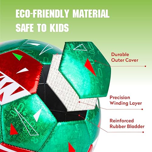 Miniatura 4 de PP PICADOR Balones de fútbol tamaño 4, pelota de fútbol de cuero láser para entrenamiento deportivo y juego de partidos, juego de bolas de fútbol