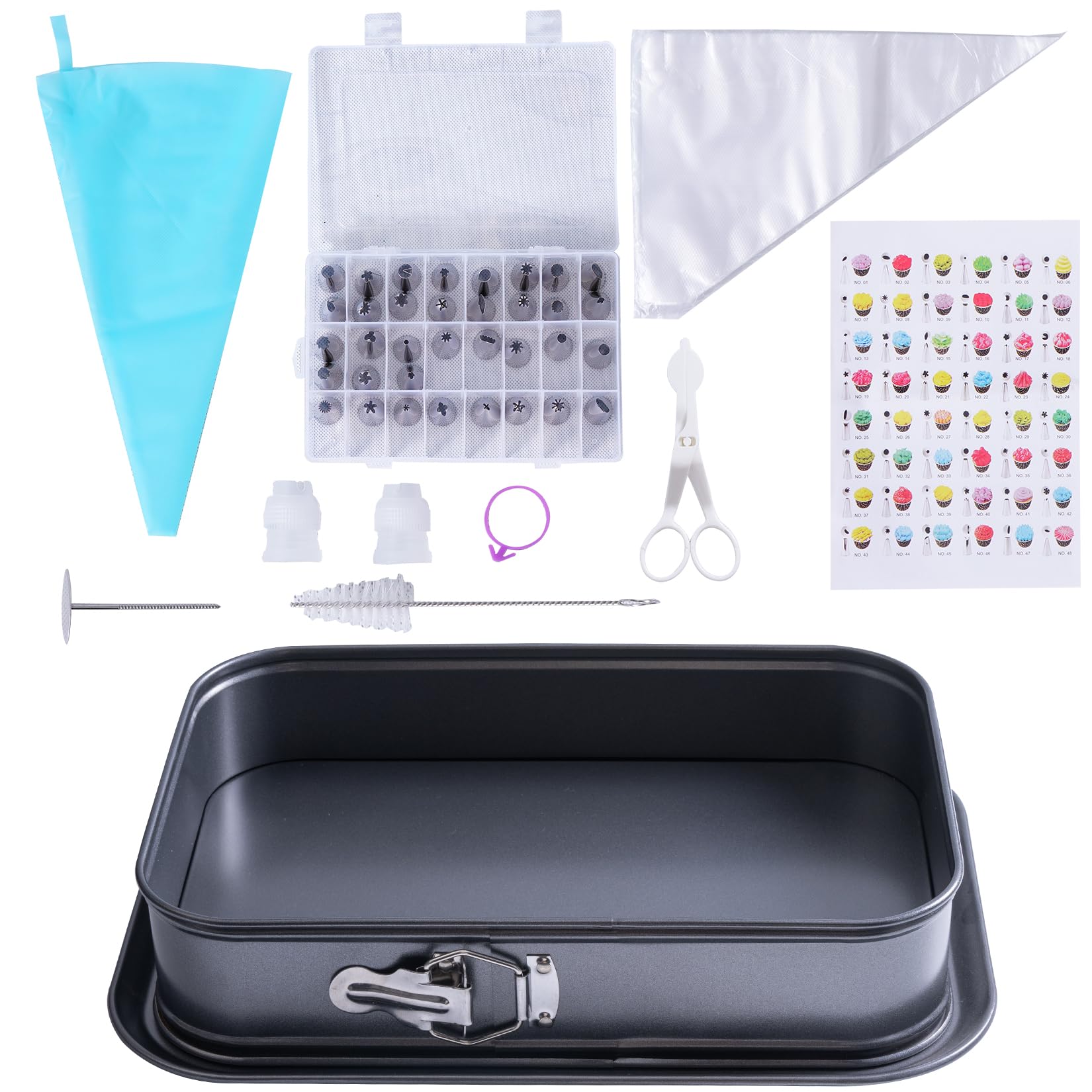 Old TjikkoRectangular Springform Cake Pan, 14 x 9-Inch Rectangle Cheesecake Pan, Tiramisu Bakeware with Accessory,Removable Bottom,Non-Stick Baking Pan Mold,Leak Proof,Black