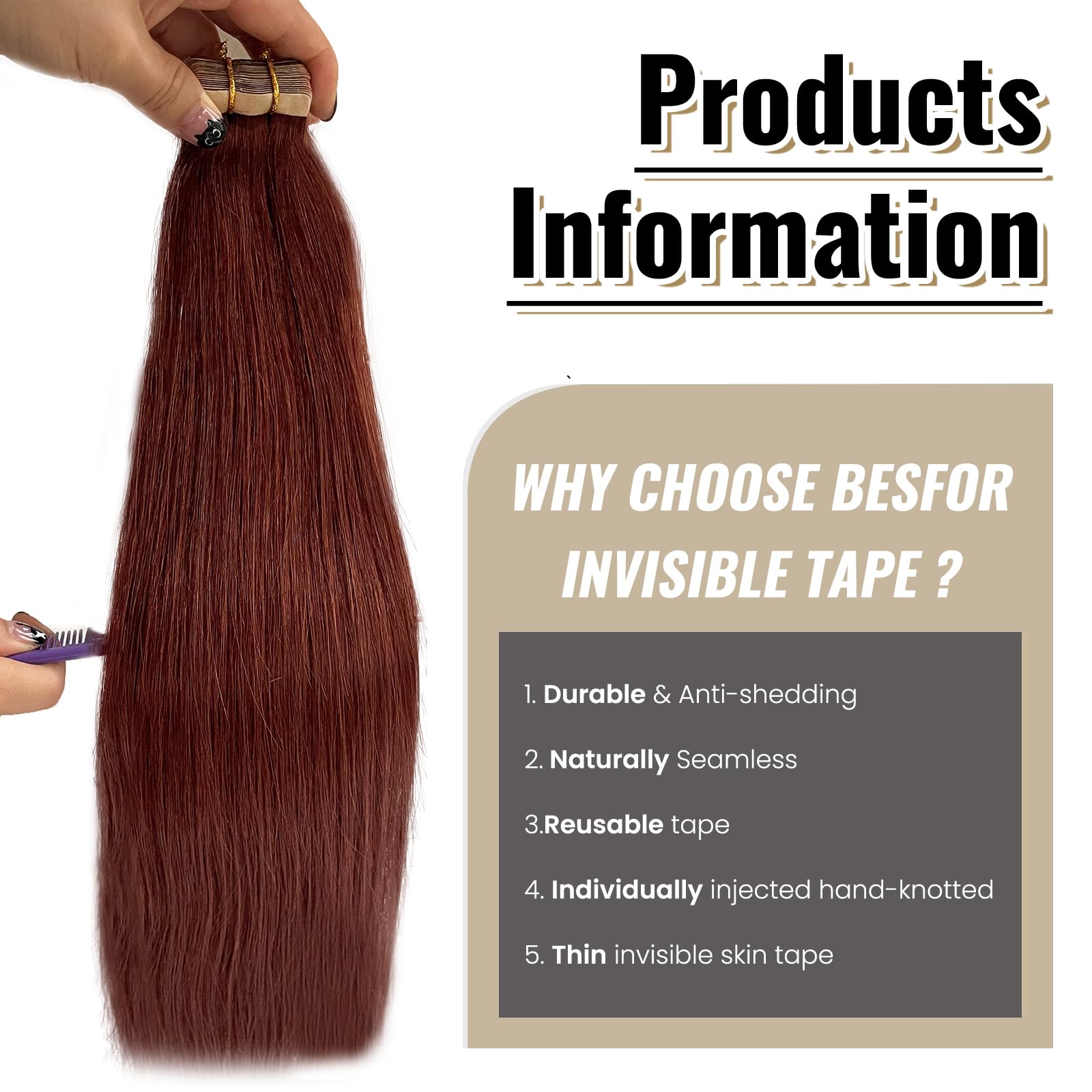 Human Hair Tape-In Extensions 14 Inch Straight Reusable 20 Pieces Buy 14 Inch Tape-in Human Hair Extensions | Superhairpieces main image 4