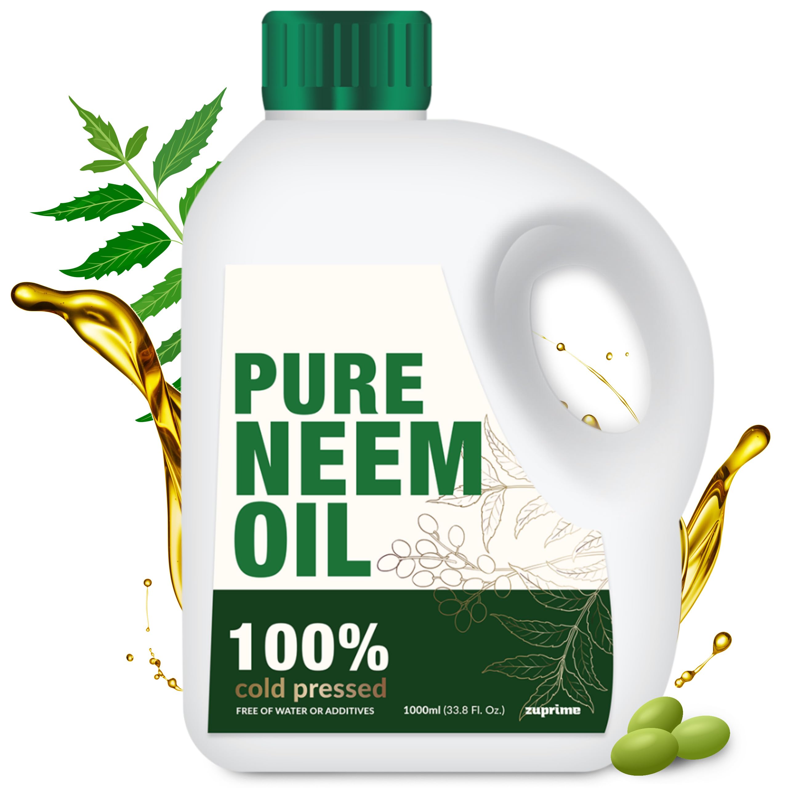 Pure Zuprime Aceite de neem para plantas, aceite de neem orgánico en aerosol para plantas, 100% aceite de neem prensado en frío, aceite de neem totalmente natural, concentrado de hojas para plantas,