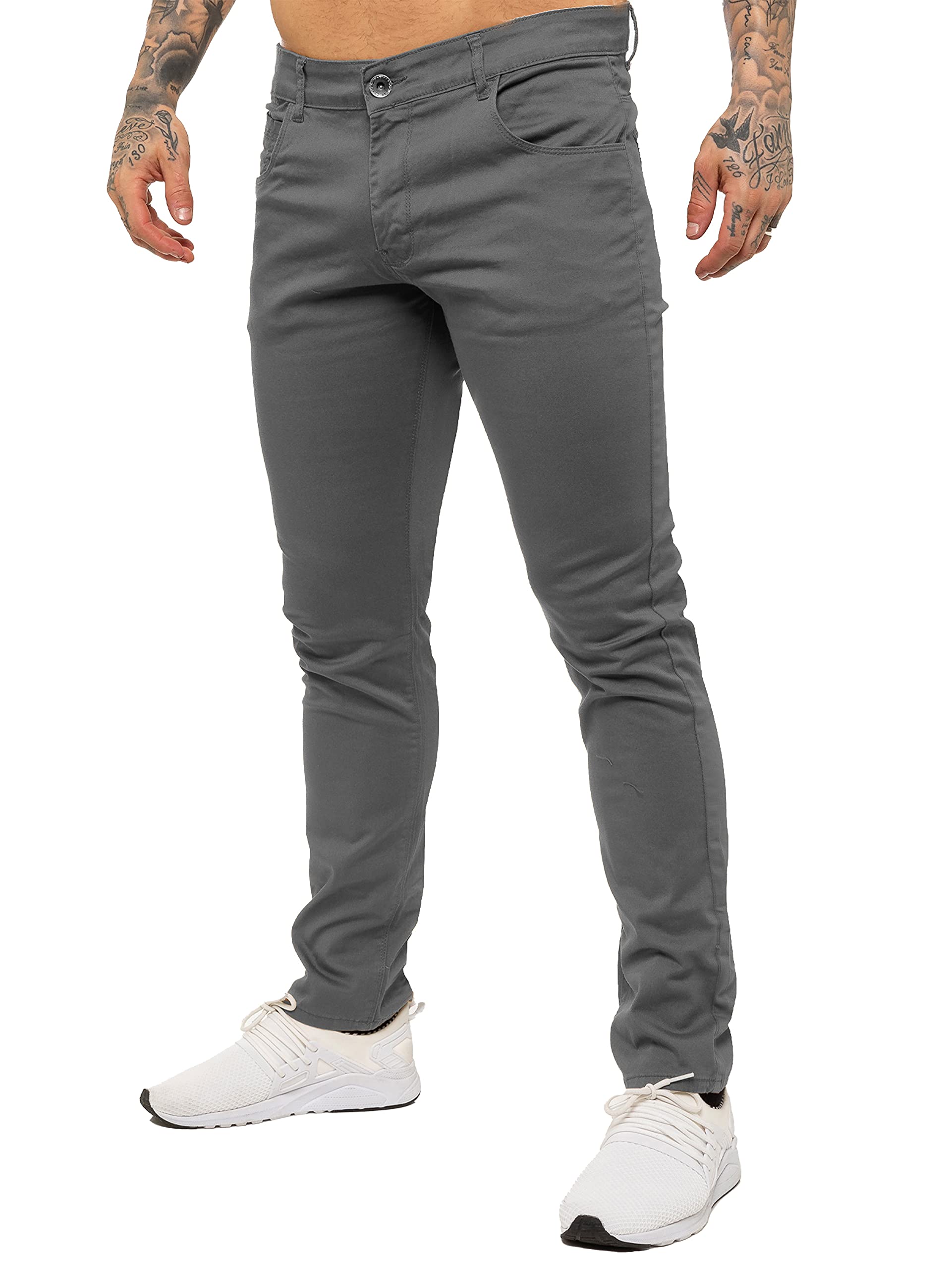 BRAND KRUZEKruze Mens Designer Skinny Stretch Fit Chinos Branded Trousers Pants - All Waist Sizes
