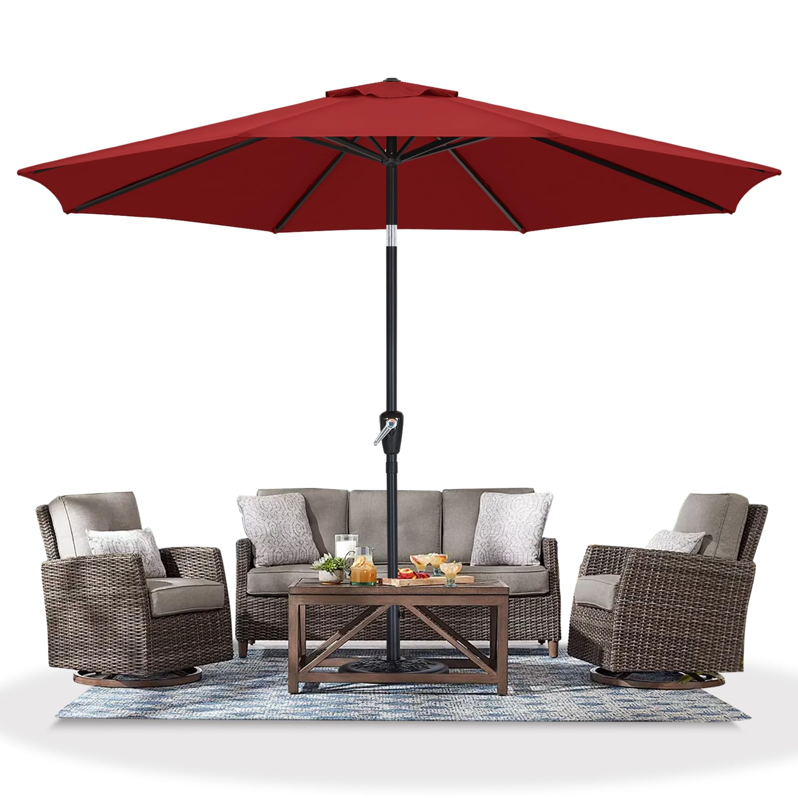 MASTERCANOPY Patio Umbrella for Outdoor Market Table -8 Ribs (11ft,Burgundy)