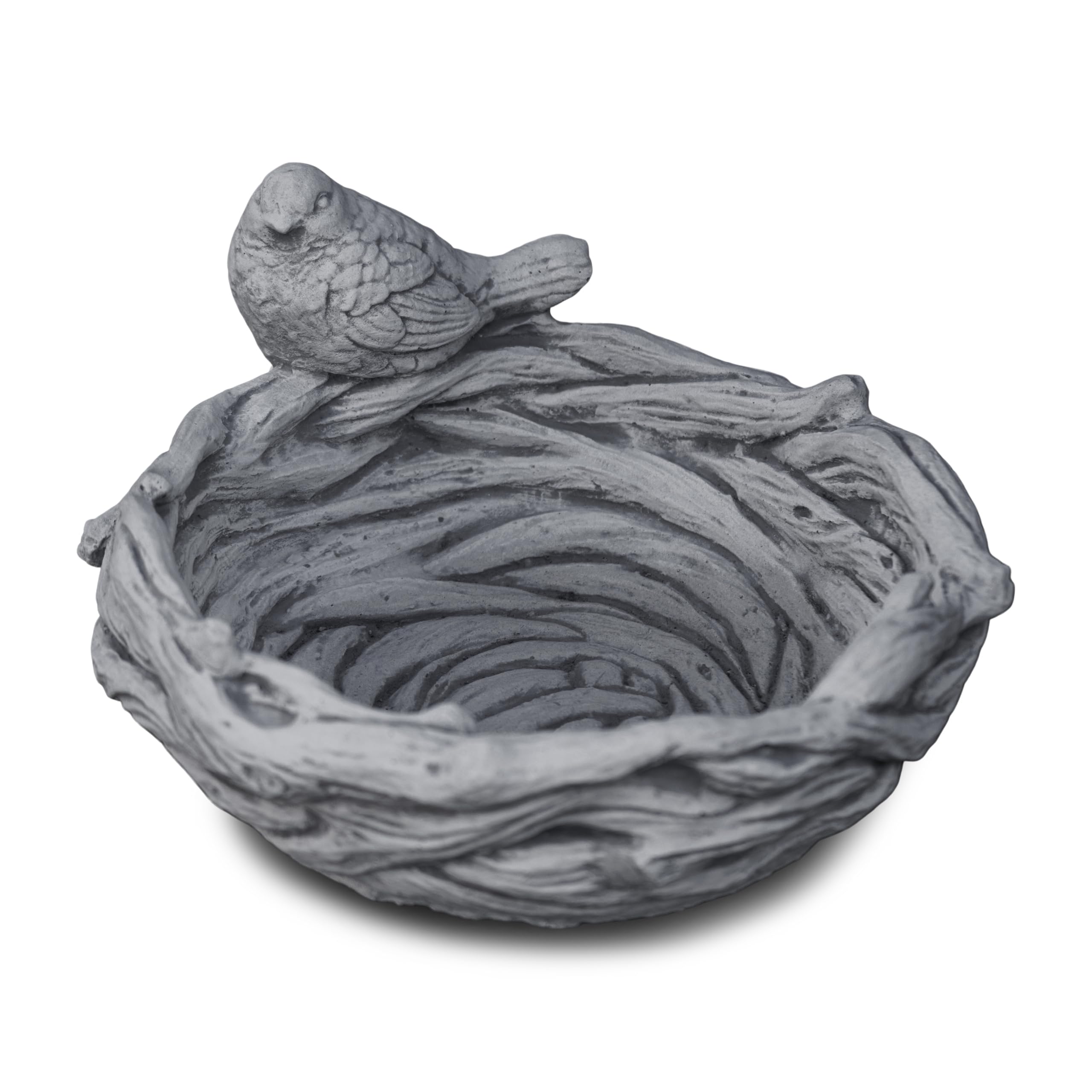 gartendekoparadies.de Abbeveratoio rustico per uccelli in gres grigio, design a nido con statuetta di uccello, 37 x 34 x 20 cm, 8 kg, antigelo per esterni