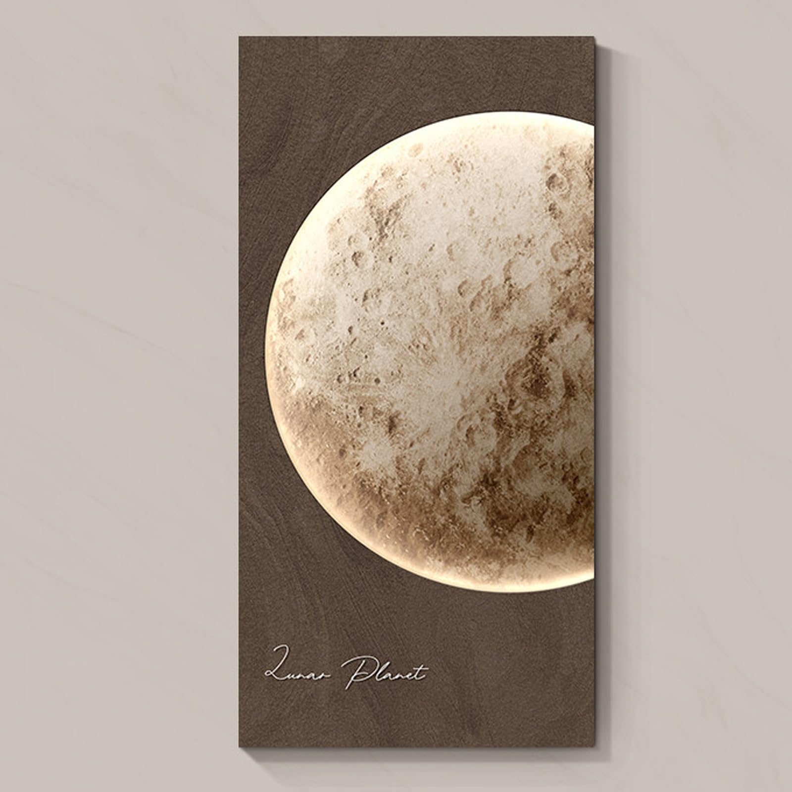 Affiche Murale LED Salon et Chambre, Art Abstrait Marron Lumineux
