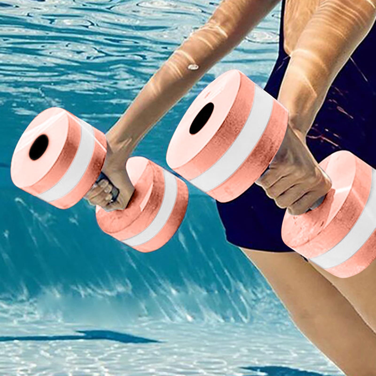 Dumbbells For Swimming Pools, EVA Foam Water Aerobics Exercise Weights, Lightweight Arm Resistance Training Dumbells, Quick Dry Low Absorption, Adults Kids Fitness Durable Buoyant (Orange)