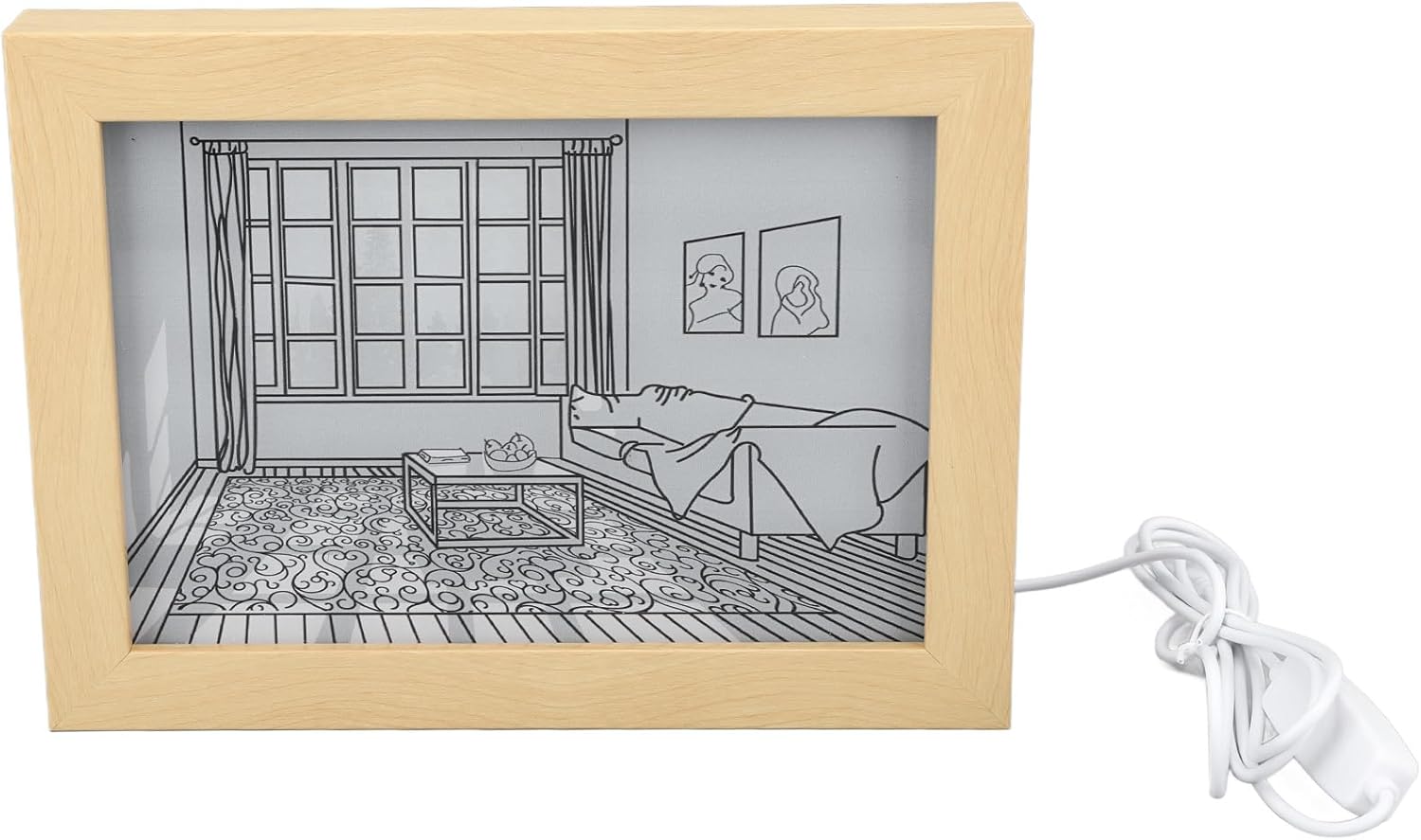 LED Light Painting USB Plug 3 Light Modes Brightness Adjustable LED Decorative Light Painting Bedside Picture (Large 105-145mm / 4.1-5.7in)