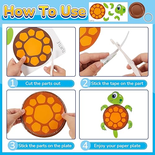 Miniatura 5 de Fulmoon Juego de 24 manualidades oceánicas para niños de 3 a 5 años, platos de papel de animales marinos, artes y manualidades, platos de papel