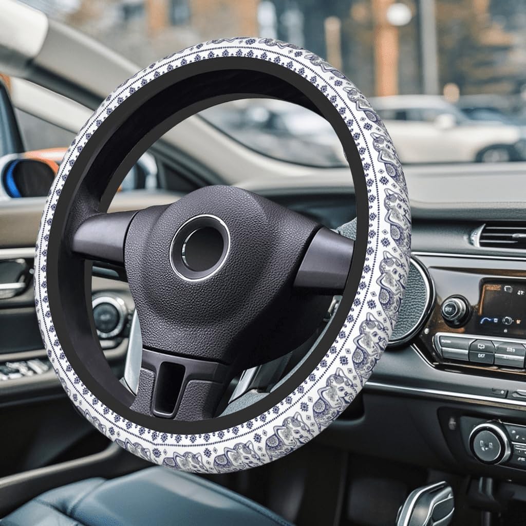 Steering Wheel Cover Accessories Neoprene Cover Non-Slip Breathable Easy to Install Suitable for Women Men Girls for Car SUV Van Truck Universal 14.5-15.5 Inch Blue Elephant