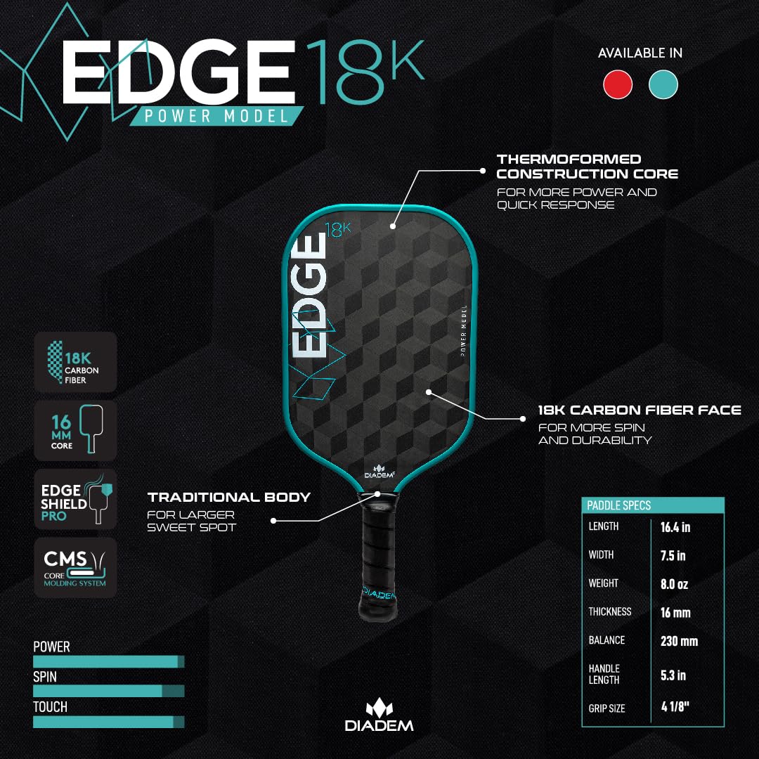 ピックルボールパドル Diadem Edge Carbon USAPA承認 Amazon.co.jp: Diadem Edge 18K パワーピックルボールパドル