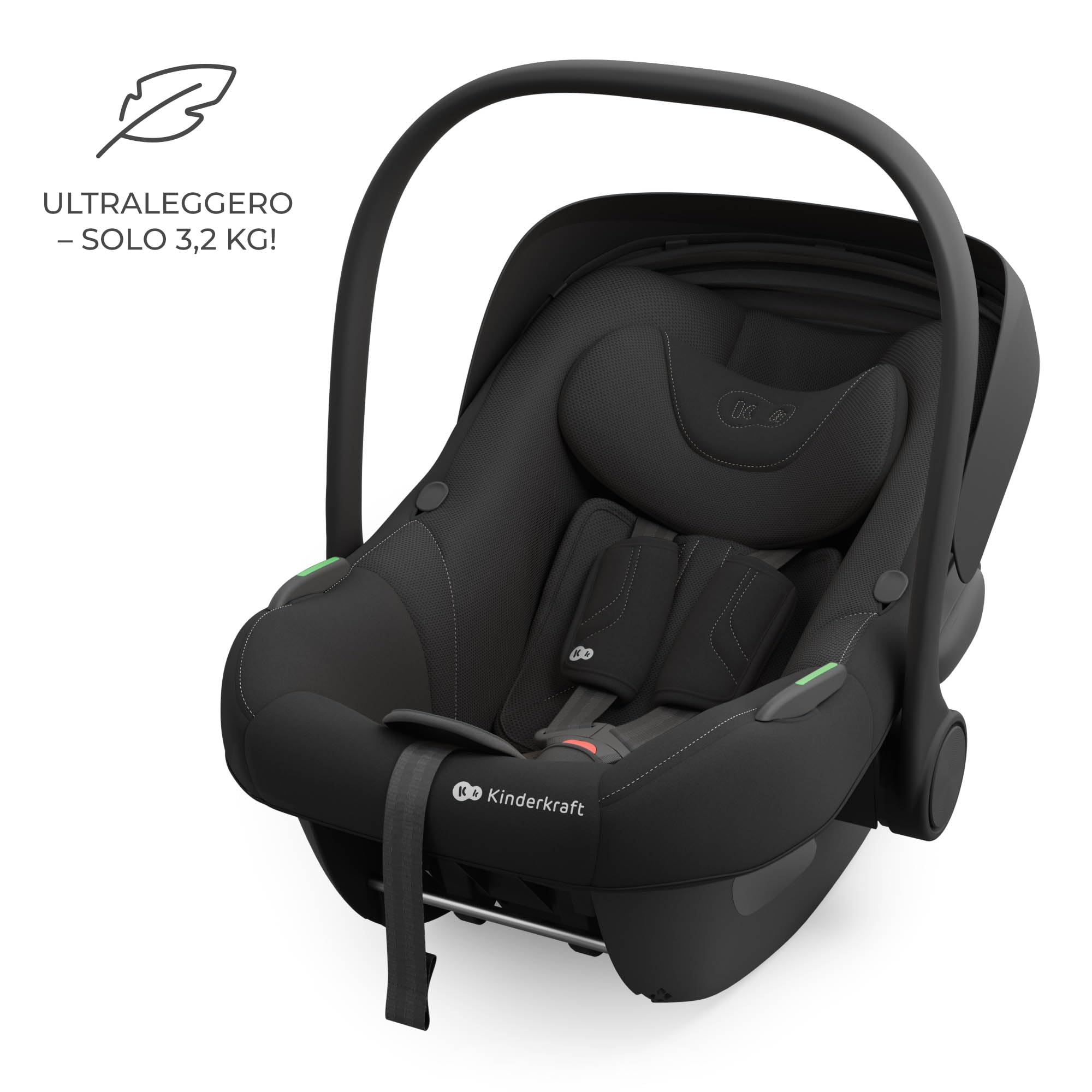 Kinderkraft I-LITE Seggiolino per Bambini, Con Base ENDURA SAFE FX, Seggiolino Auto i-Size, 40–87 cm, Girevole, ISOFIX, ERGO PAD, Sistema Modulare, Pesa 3,2 kg, Cintura a 5 Punti, 0–12 Anni, Nero