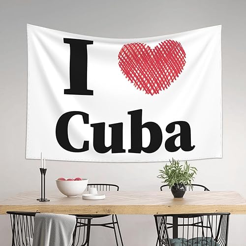 Miniatura 4 de IMEEGIEN Tapiz con texto en inglés "I Love Cuba" para colgar en la pared, 60 x 40 pulgadas, decoración del hogar para dormitorio, sala de estar,