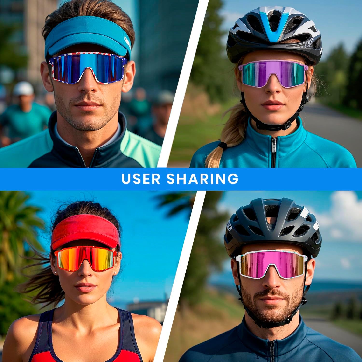 SPOSUNE UV400 Polarized Softball Sunglasses, TR90 Sports Glasses for Running, Cycling, Baseball & Bike (Unisex)