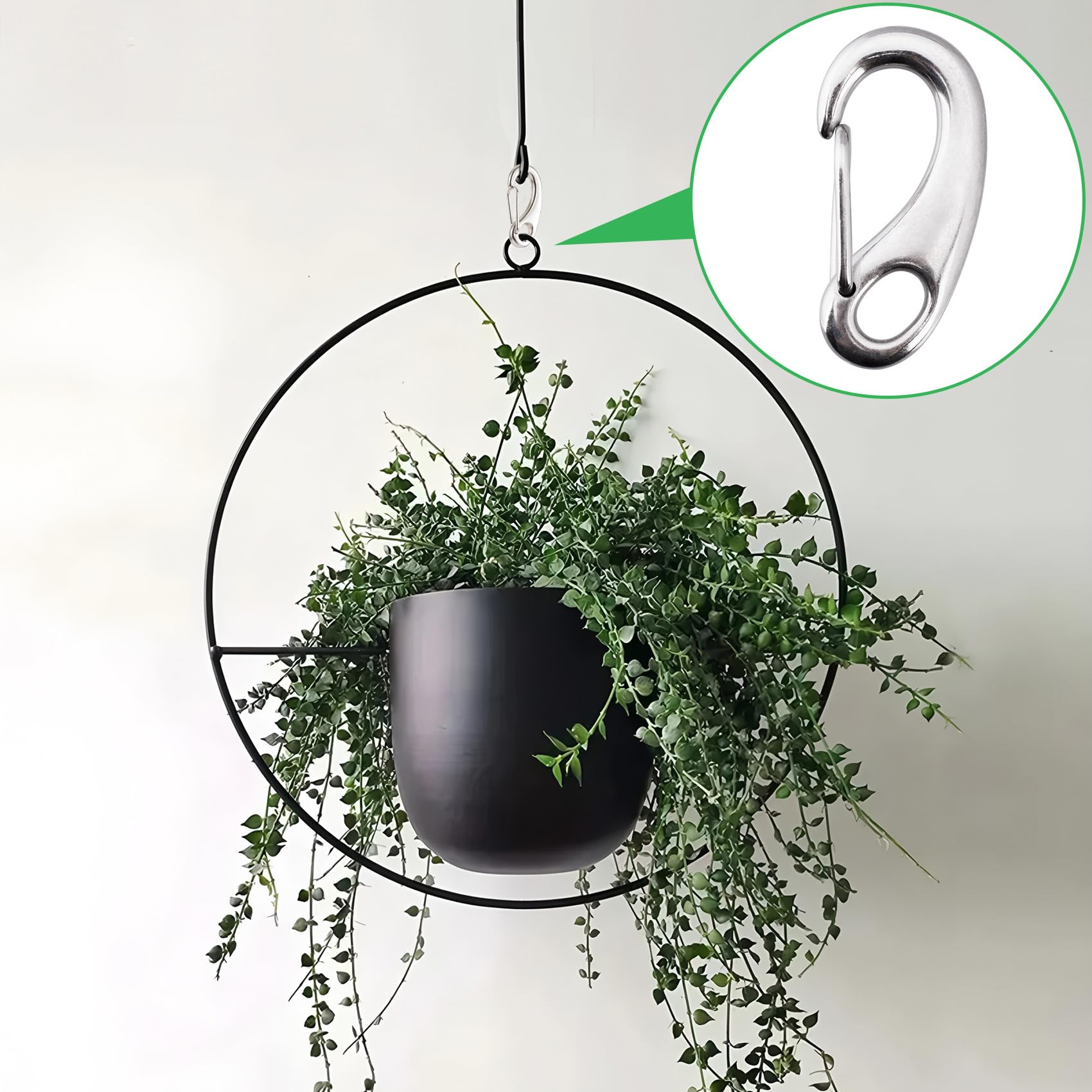 Paquete de 4 mosquetones marinos, ganchos de acero inoxidable de 2 pulgadas, clips de resorte resistentes de 220 libras para camping, senderismo, llaveros, bolsas