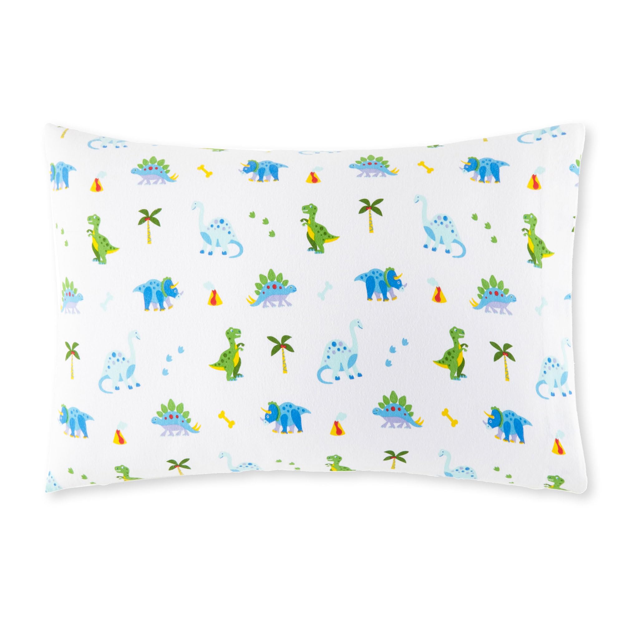Wildkin Kids 100% Cotton Flannel Pillowcase – Soft, Breathable &amp; Standard Size - Dinosaur Land