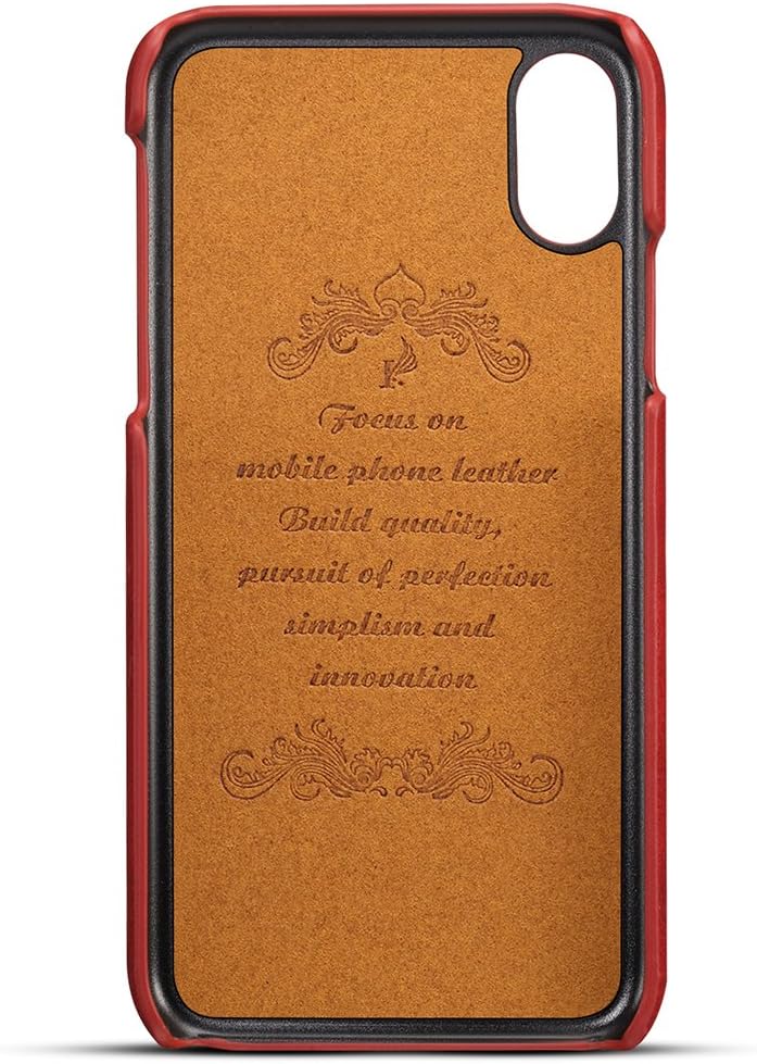 Slim Wallet Case Compatible iPhone Xs/X, Thin PU Leather Back Case Cover Credit Card Holder Purse Business Card Slots for Apple iPhone 10s/iPhone 10 Red